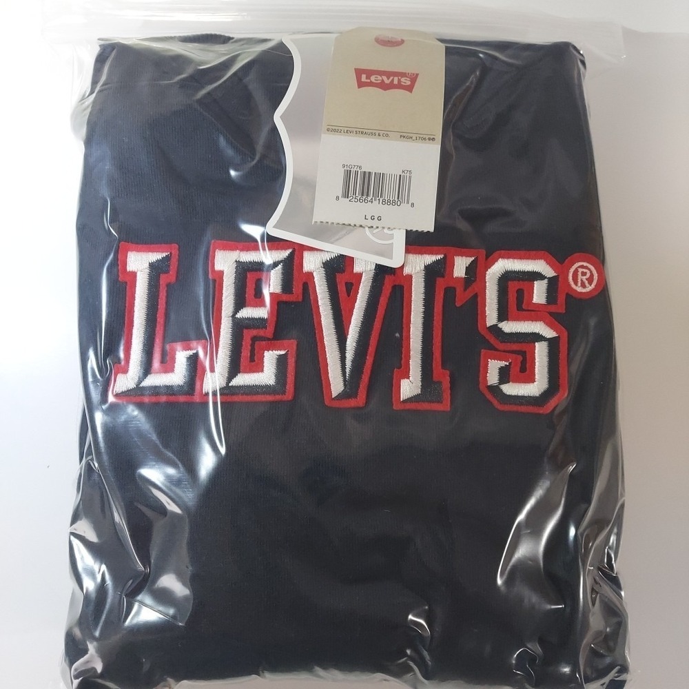 Levi's Boy's Hoodie Easy Fit Soft Fleece Size Large Dark Shadow Pine Trees $52 - Picture 5 of 6